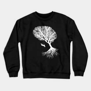 Tree branches shape of a brain, brain art, brain silouette with swing Crewneck Sweatshirt
